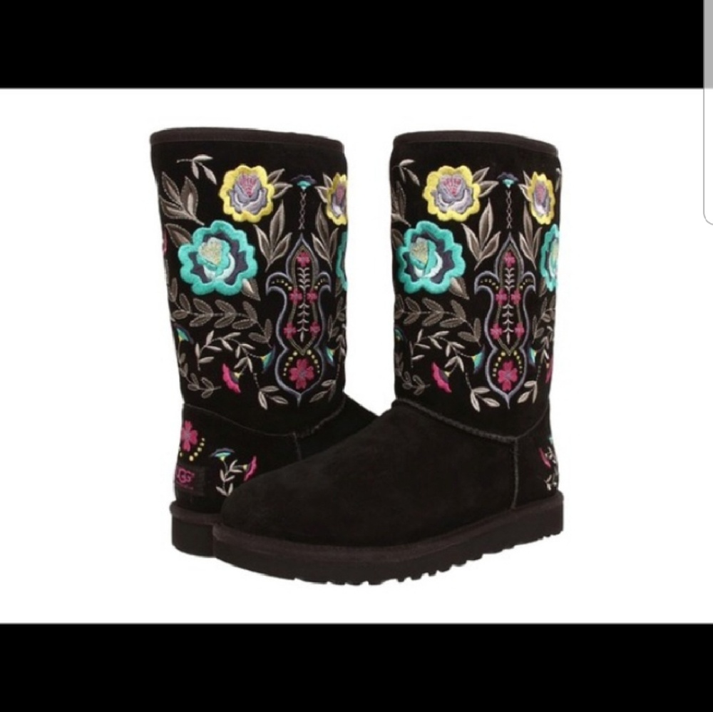 Ugg flower embroidered boots. Worn once.